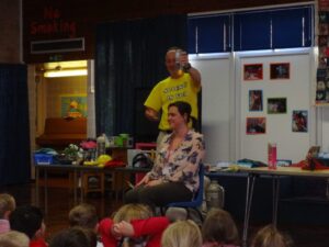 Professor Brainstorm with able assistant Miss Turnbull